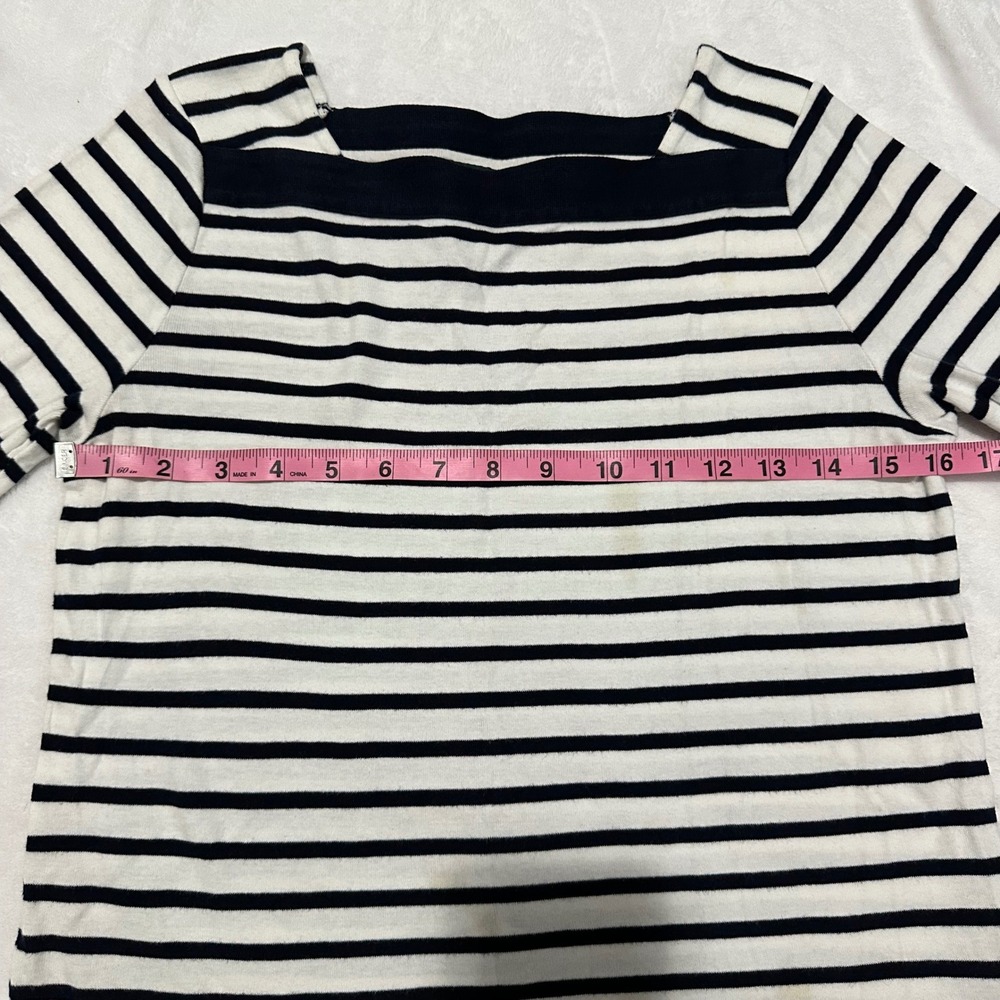 Lauren Ralph Lauren Striped Boat Neck Top Navy White Anchor Logo Small - Picture 7 of 9